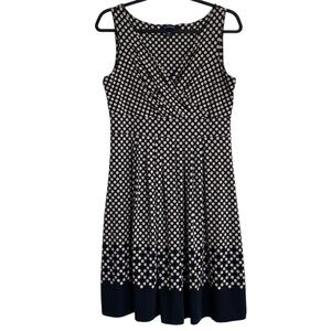 Lands’ End Black & Tan Polka Dot Midi Dress Size Small